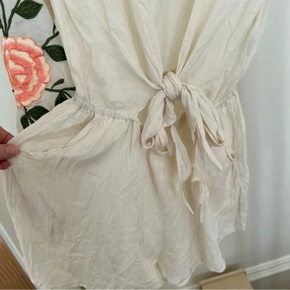 Buddha Sayulita Embroidered Avalon Rose Floral Tie front romper shorts onesie - Picture 7 of 11